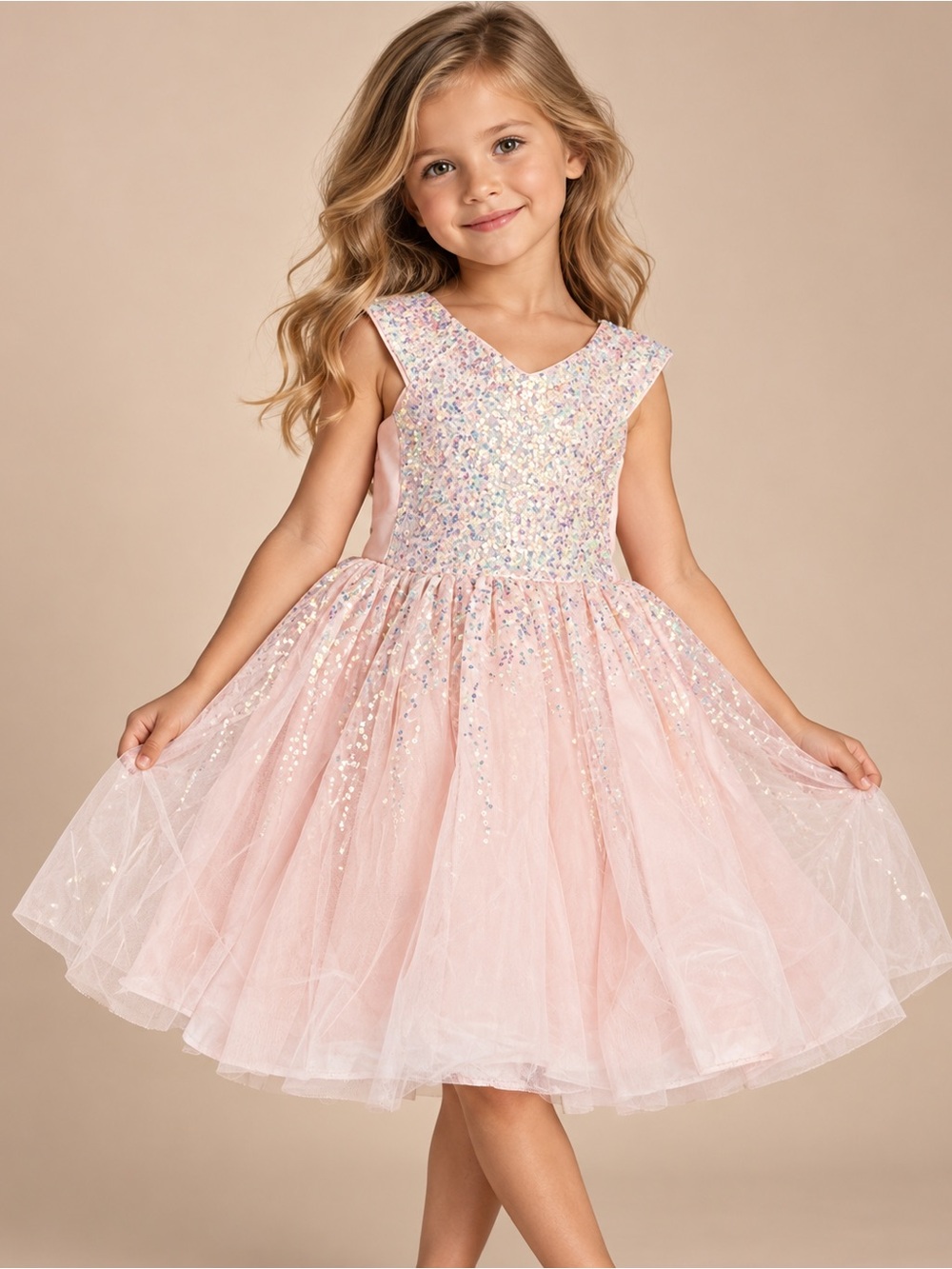 Cat & Jack Pink Sequin Tulle Party Dress